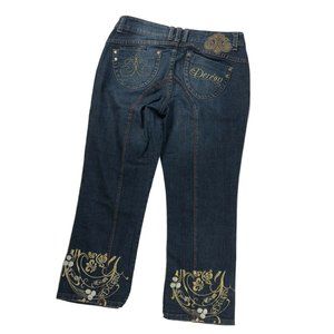 DEREON Junior Size 7/8 Denim Capri Blue Jeans Gold